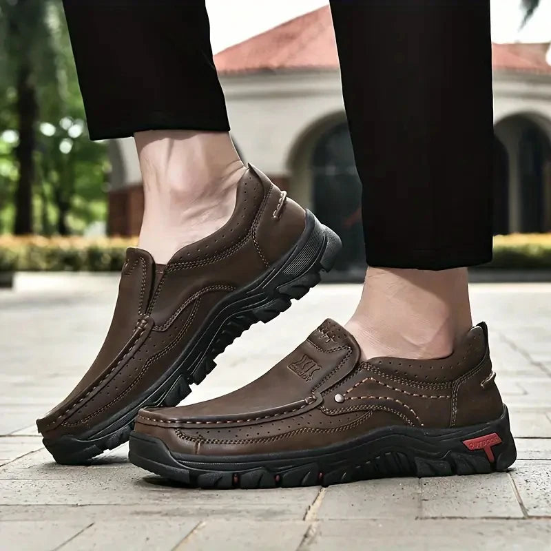 Abfuber Handmade Leather Casual Men Slip On Loafers