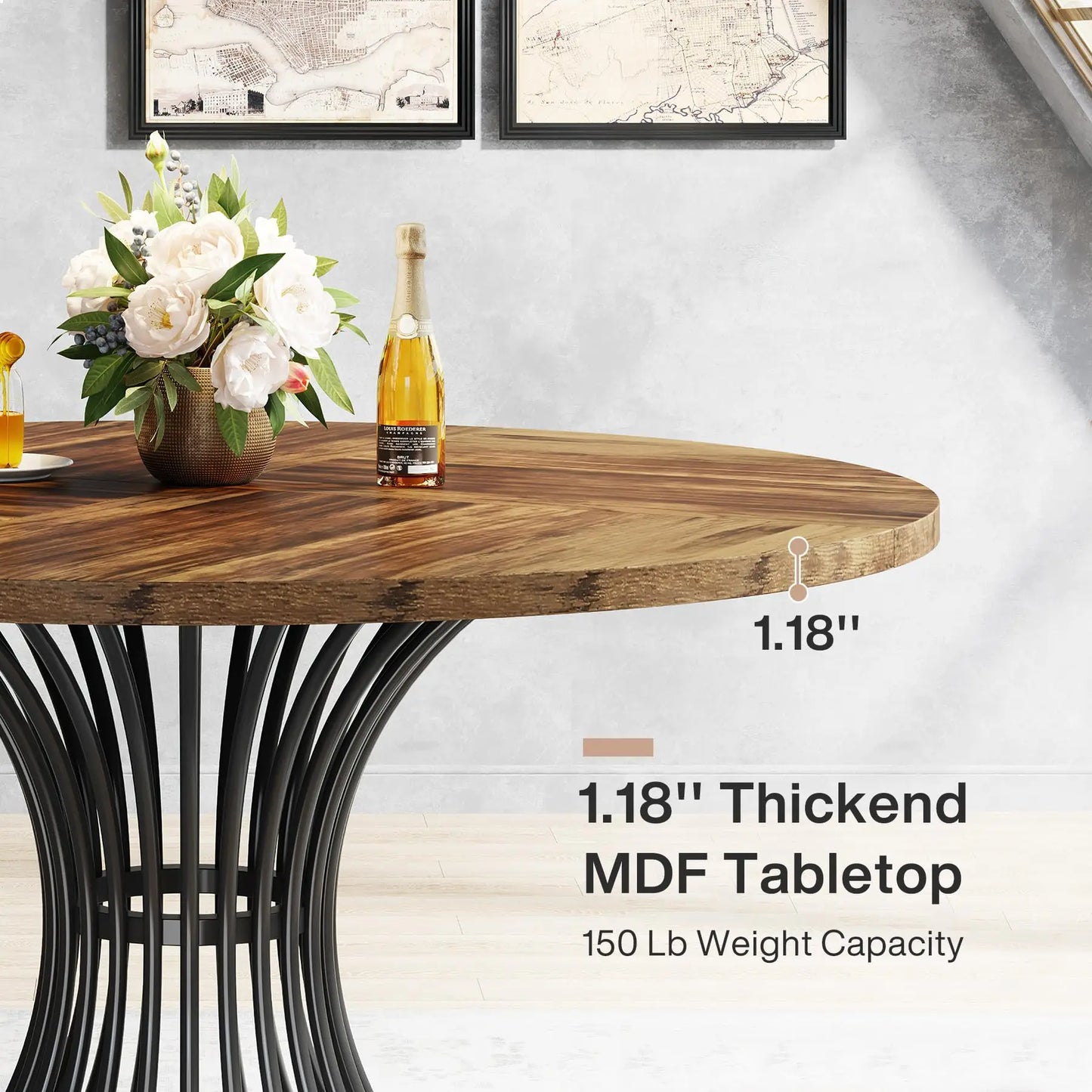 Tribesigns 47 Inch Round Farmhouse Dining Table For Four To Six