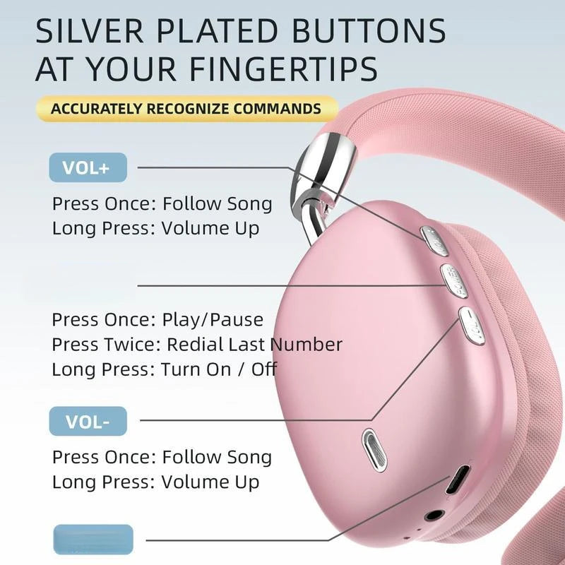 Wireless Bluetooth Headphones Foldable Deep Bass With Active Noise Cancellation