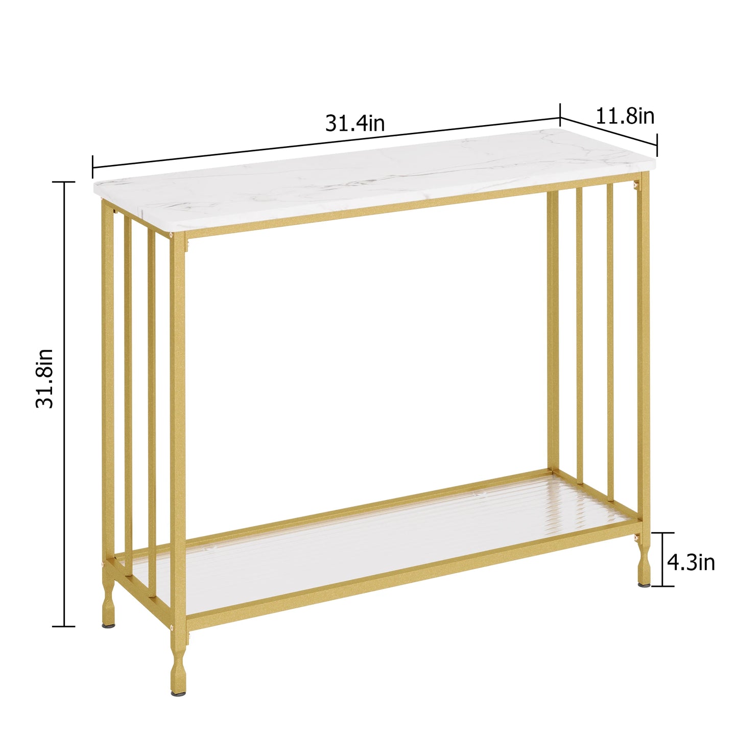 HobbyLane Console Table With Glass Shelf And Metal Frame For Hallway Living Room