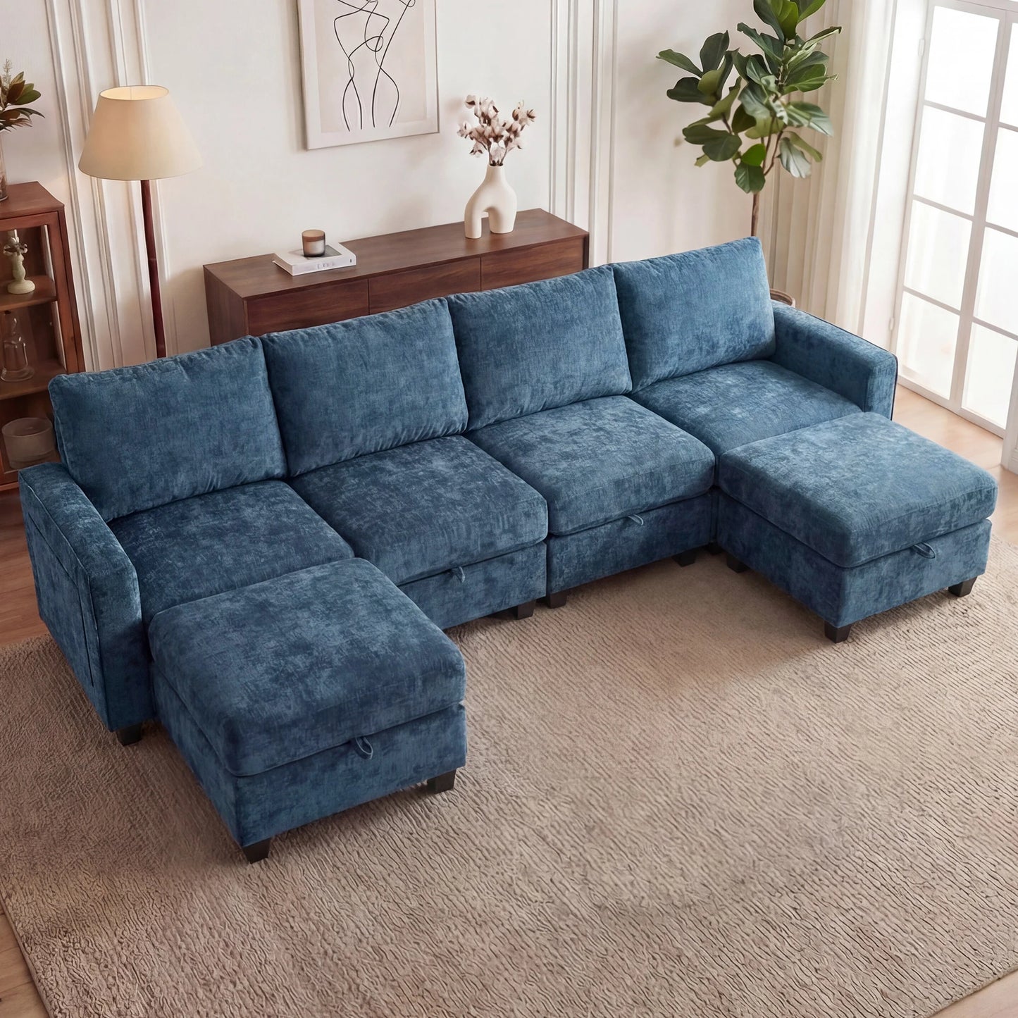 Modern Redlife U Shaped Sectional Sofa Set With Storage