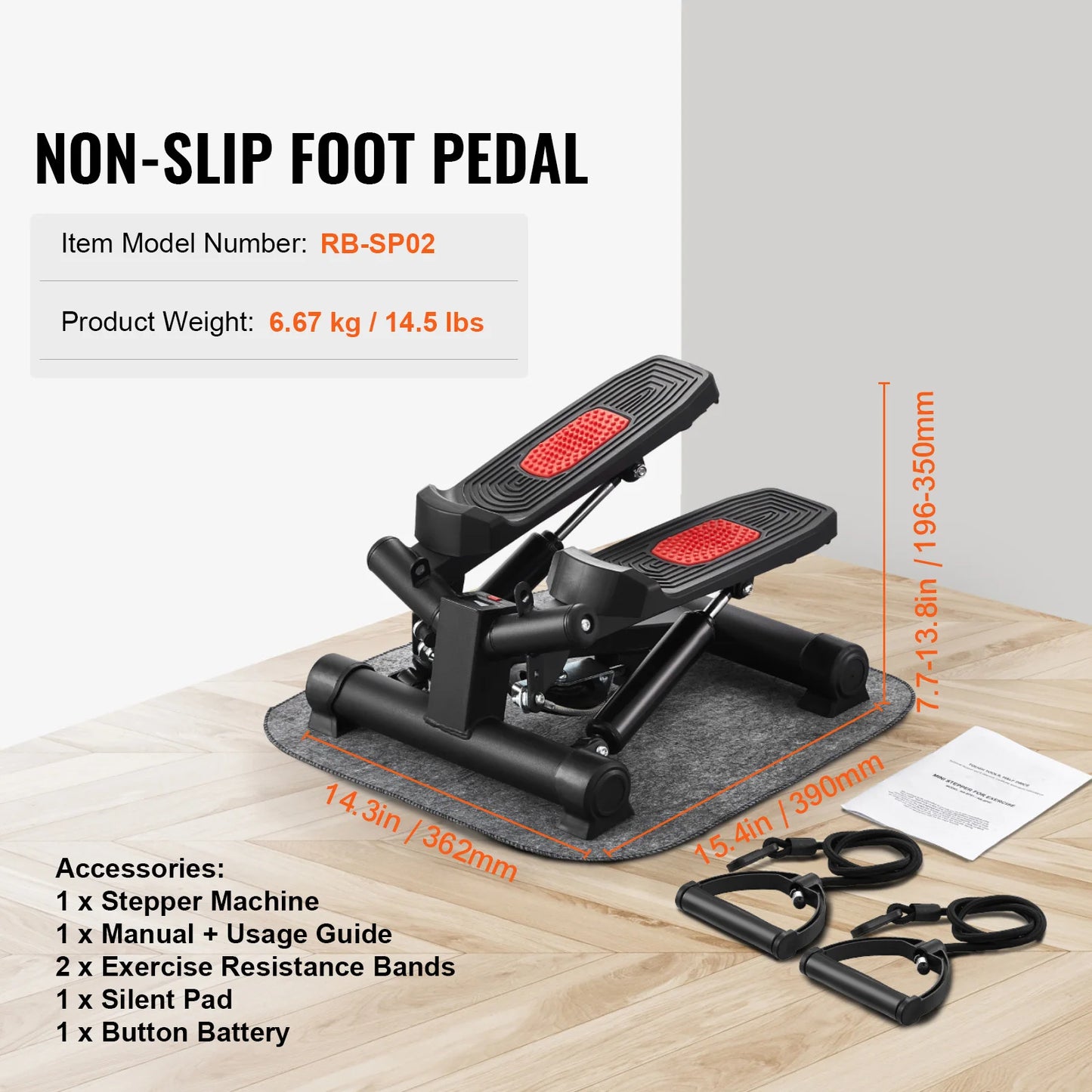 VEVOR Stair Stepper for Exercise at Home Hydraulic Fitness Twist Stepper with Resistance Bands LCD Monitor 330 LBS Capacity