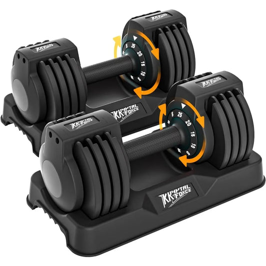 50lb Adjustable Dumbbell Set with Quick Lock Design