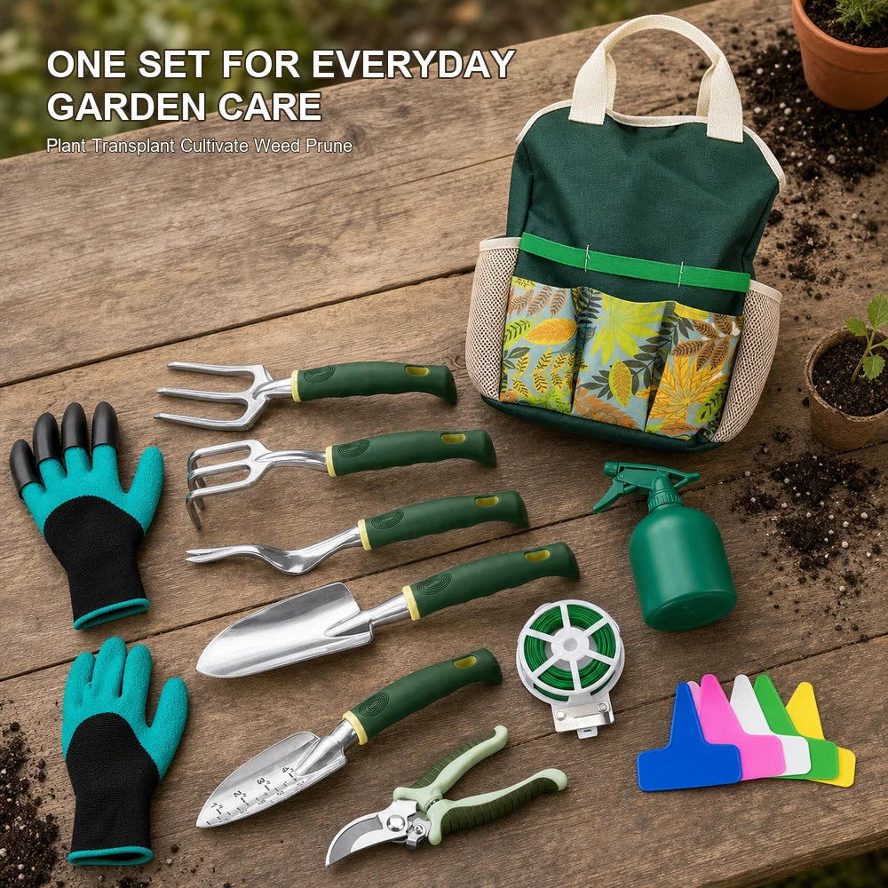 Professional 16 Piece Aluminum Garden Tool Set With Gloves