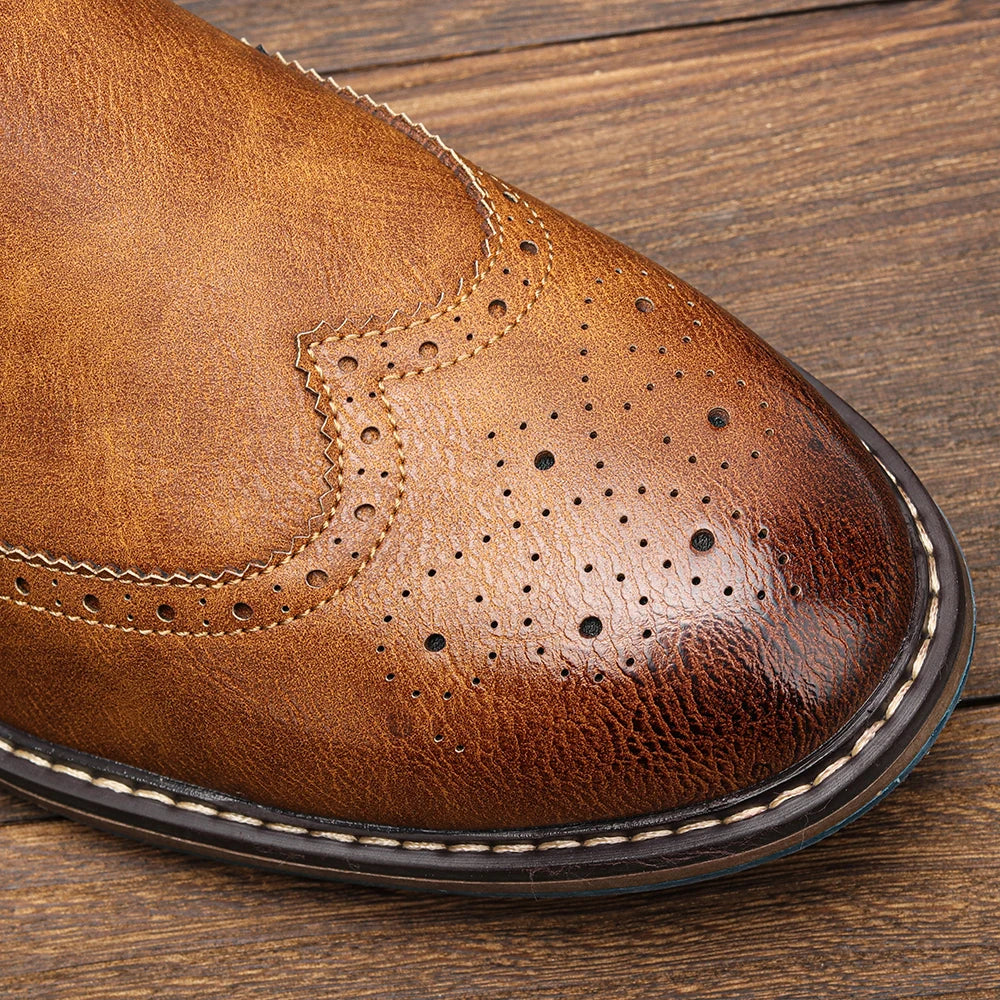 Hecrafted Men Chelsea Ankle Boots Leather Comfort Slip Resistant