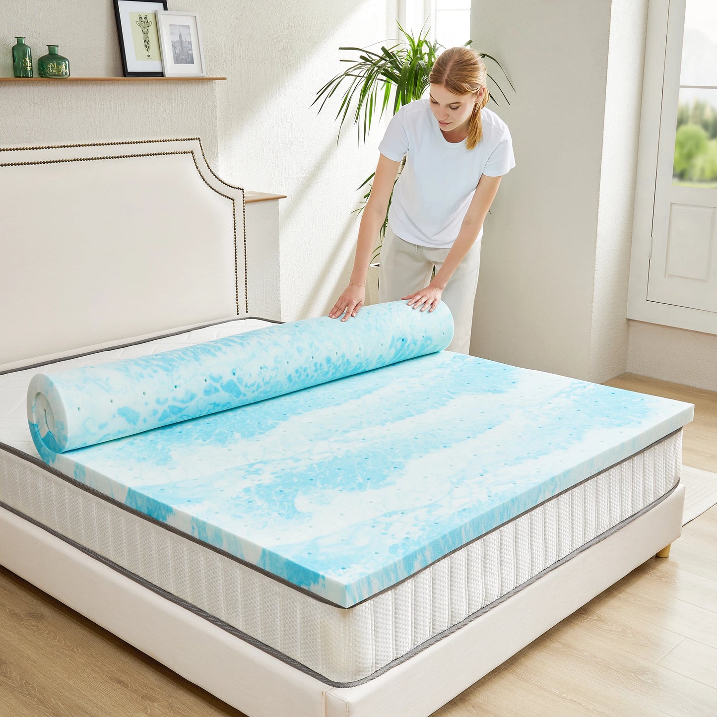 JHK 2 To 4 Inch Gel Cooling Memory Foam Mattress Topper