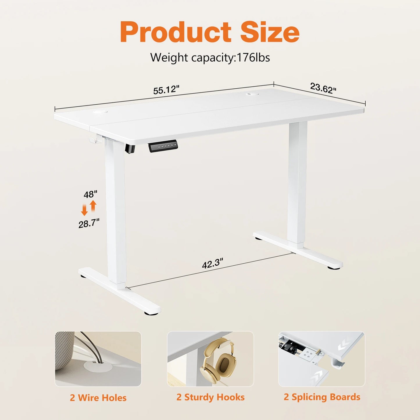 JHK Ergonomic Electric Standing Desk Height Adjustable Office Table