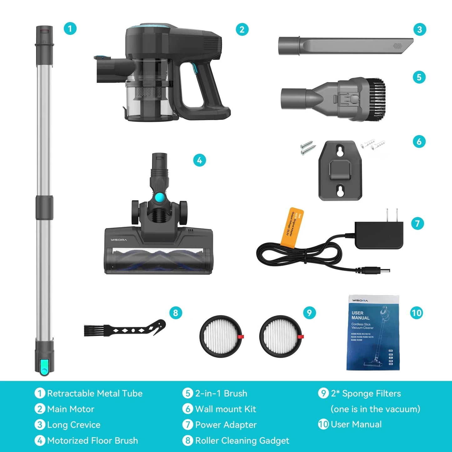 INSE YISORA N300 Cordless Upright Vacuum Cleaner Ultra Lightweight
