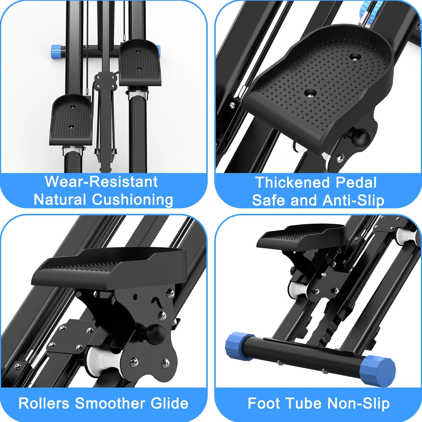 Stable Vertical Climber Workout Stepper With Adjustable Handlebars