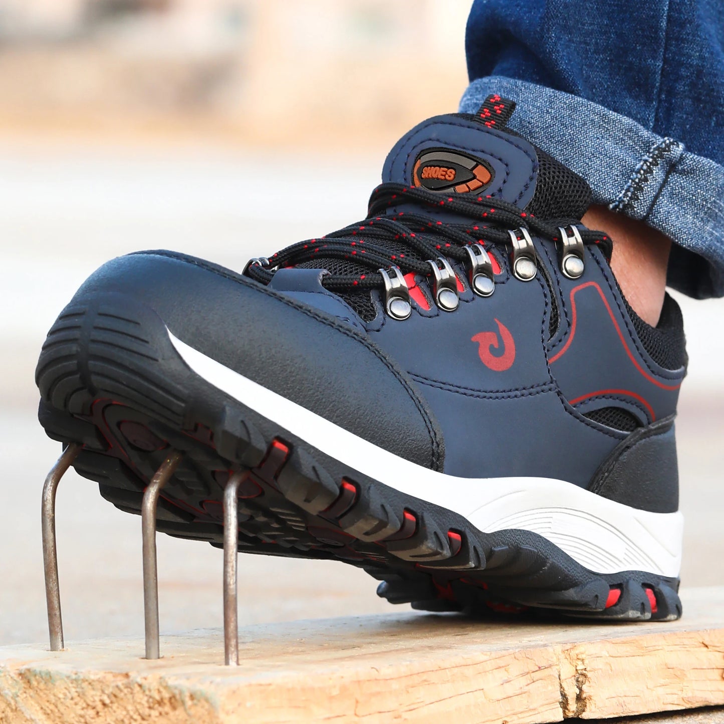 Manlegu Men's Steel Toe Safety Shoes Anti-Puncture Non-Slip Boots