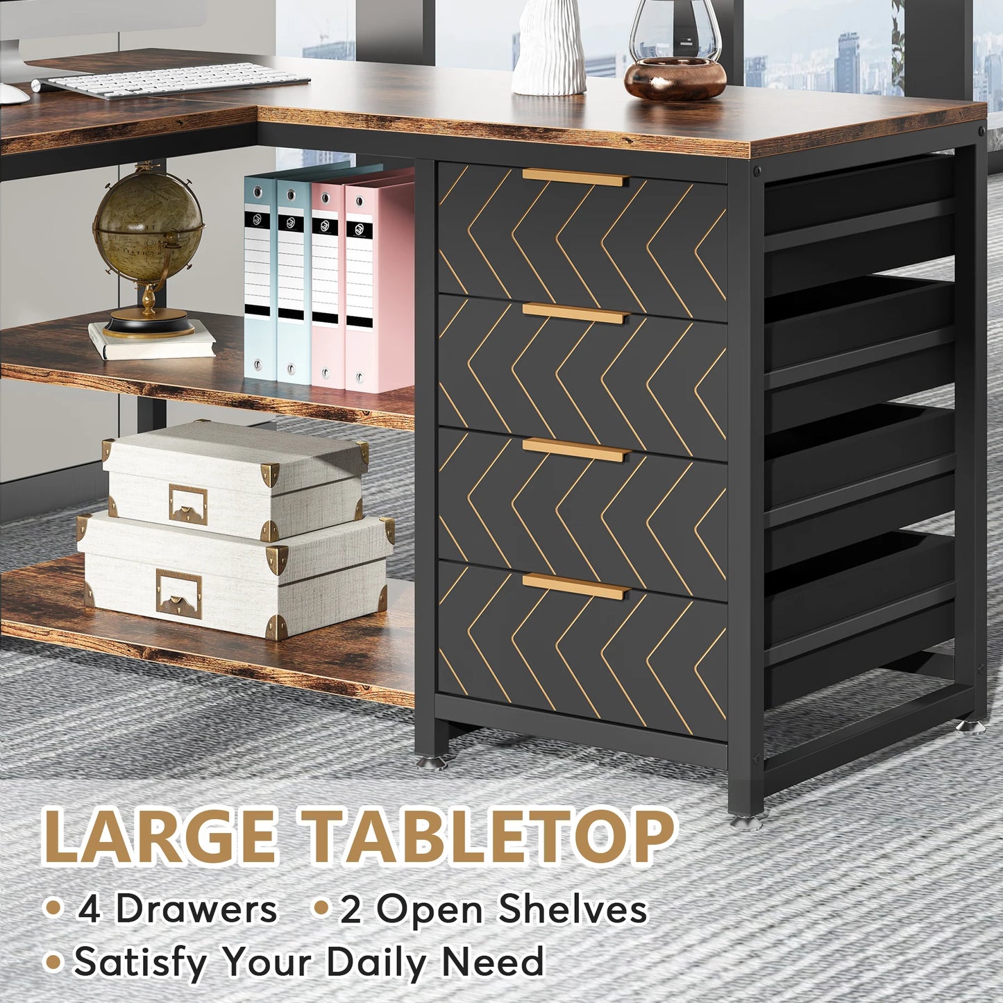 Tribesigns 59 Inch L Shaped Computer Desk With Storage