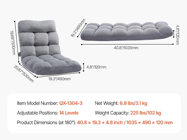SucceBuy Soft Fabric Folding Floor Chair With Reliable Back Support
