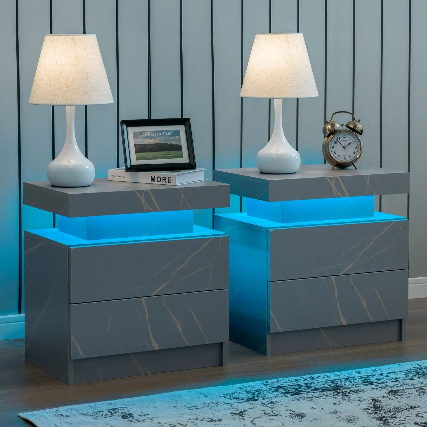 Cubehom Modern Morocco Base LED Nightstand Set Of 2