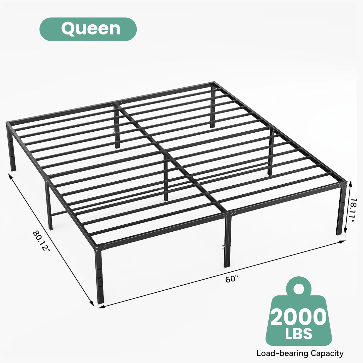 JHK 18IN Tall Basic Metal Platform Bed Frame Sturdy Steel Heavy Duty with Storage Space Bedroom Frames Slat Support For Home