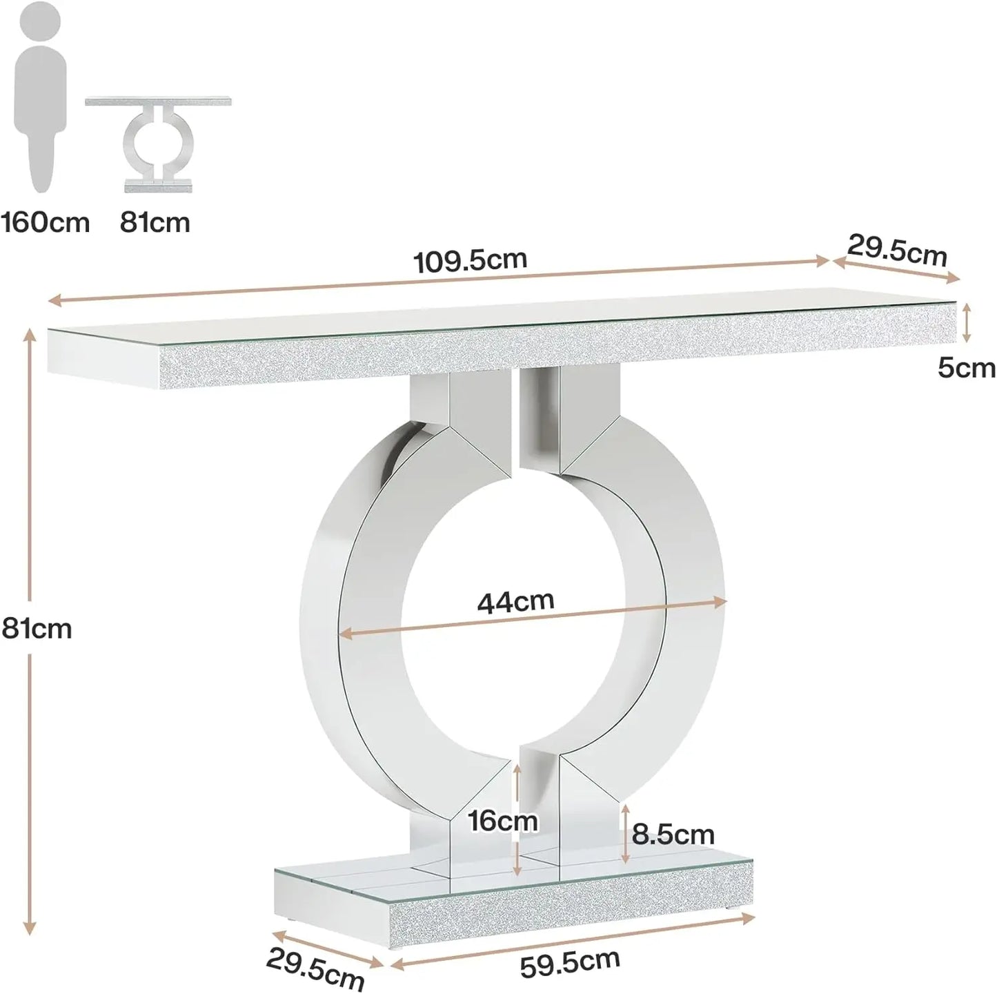 Tribesigns Mirrored Console Table With Thickened Mirror Finish For Entryway