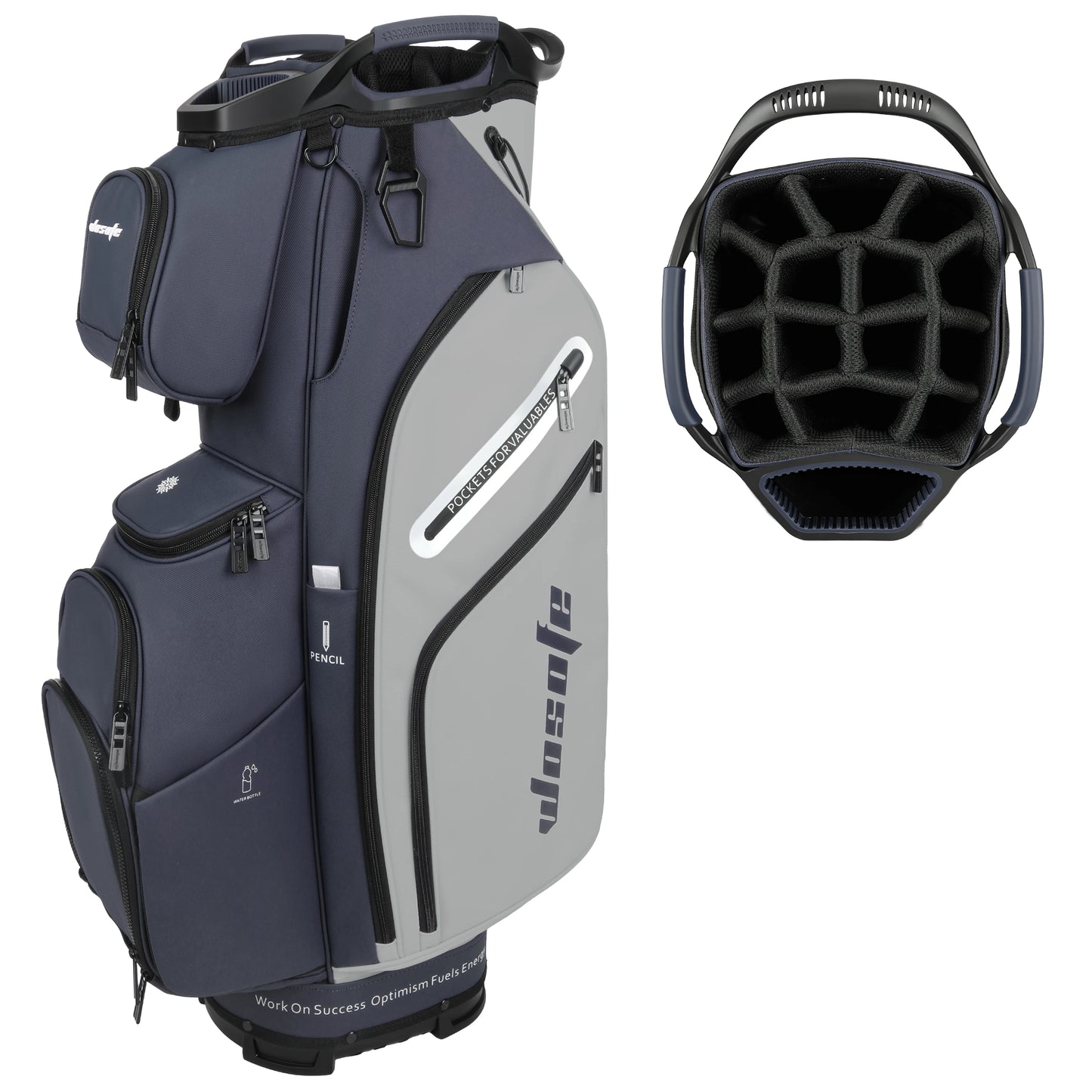 PU Leather Lightweight Men Women Blue White Black Green Golf Bag,Multiple 10 Pockets 14-Way Dividers Cooler Pouch Golf Cart Bag