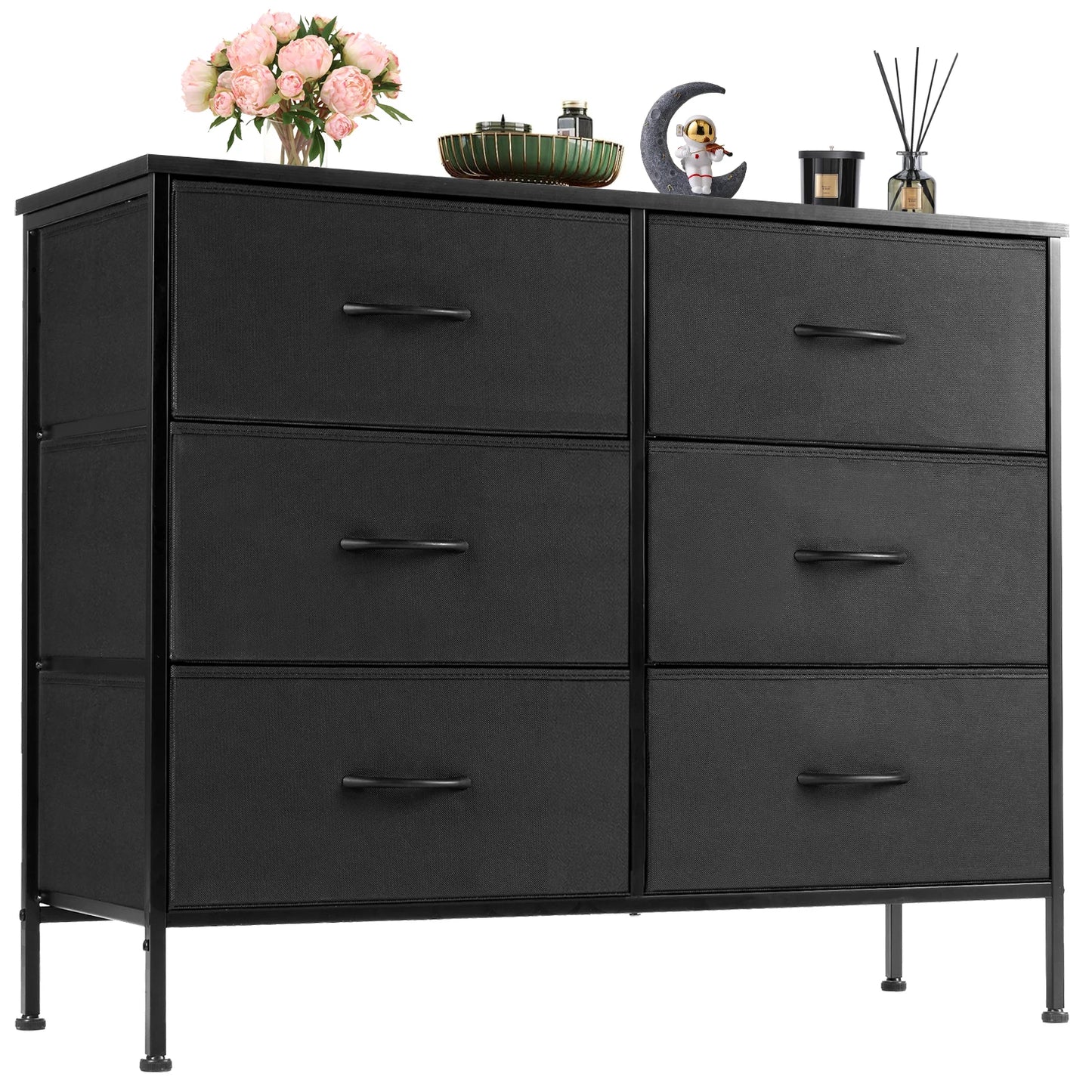 JHK Fabric Cabinet With Six Drawers For Living Room Storage