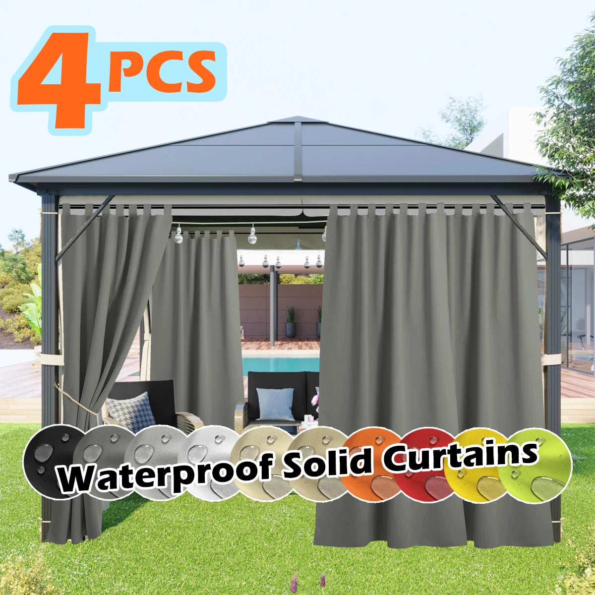 Sabalanica 4 Panel Outdoor Curtains Waterproof UV Resistant
