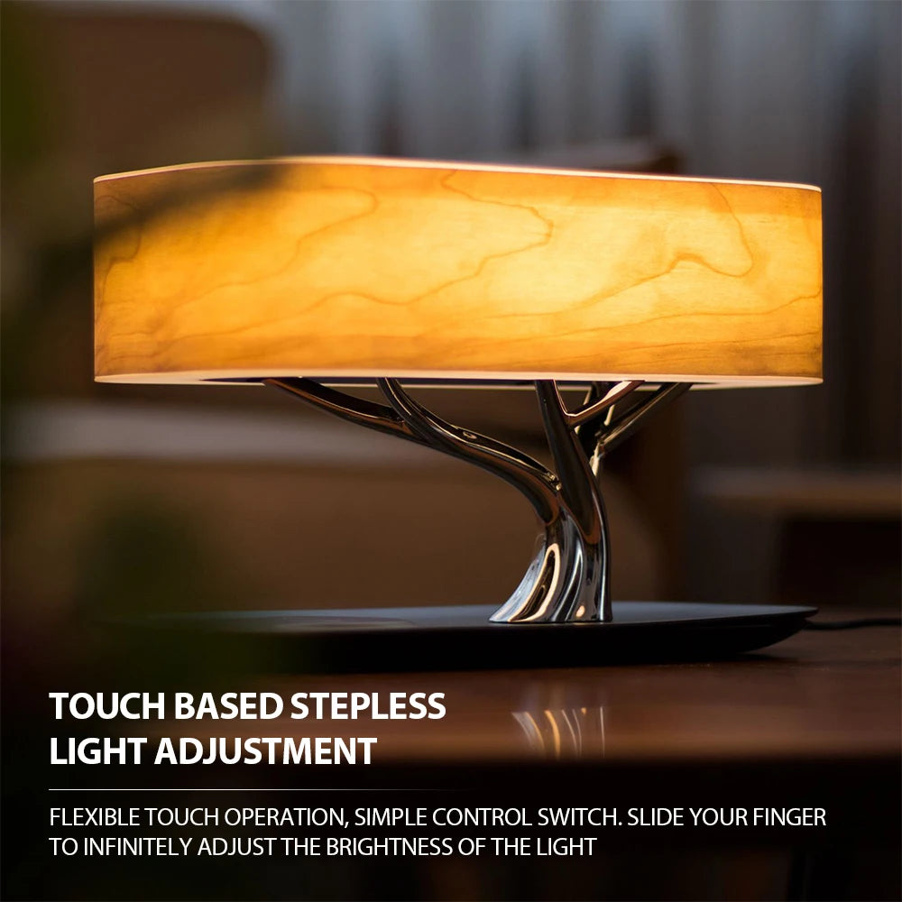 Wireless charging speaker, ambient light, adjustable brightness, touch control bedside lamp for bedroom, night light, table lamp