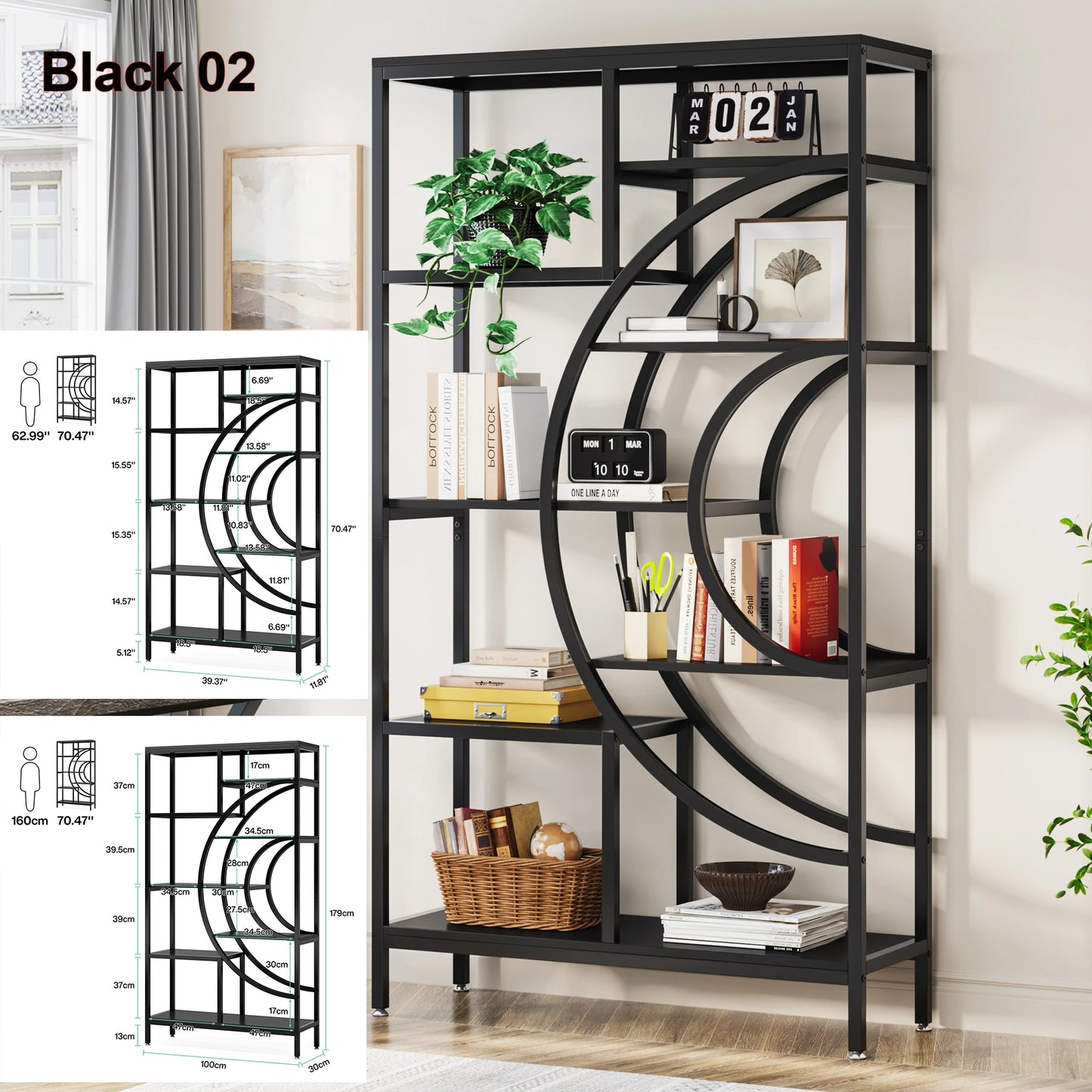 Tribesigns Industrial 5-Tier Etagere Bookcase Freestanding Shelf Organizer