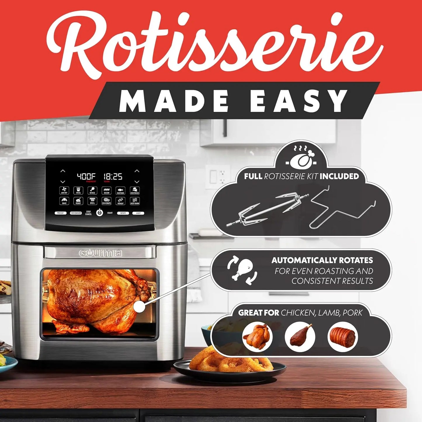 Air Fryer Oven With Rotisserie 12 Presets And Digital Display