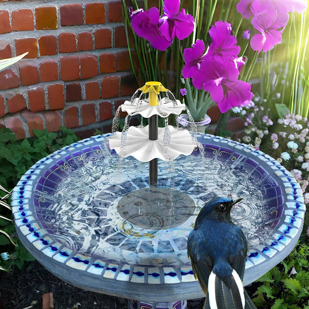 Alloet 3-Tier Solar Bird Bath Fountain For Outdoor Patio Garden