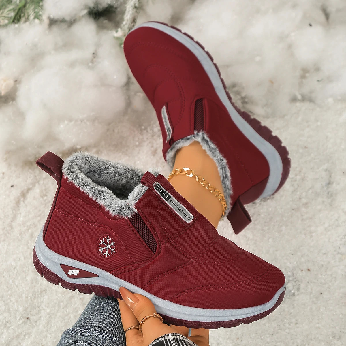 Women's Snow Boots With Fleece Lining For Warmth And Grip