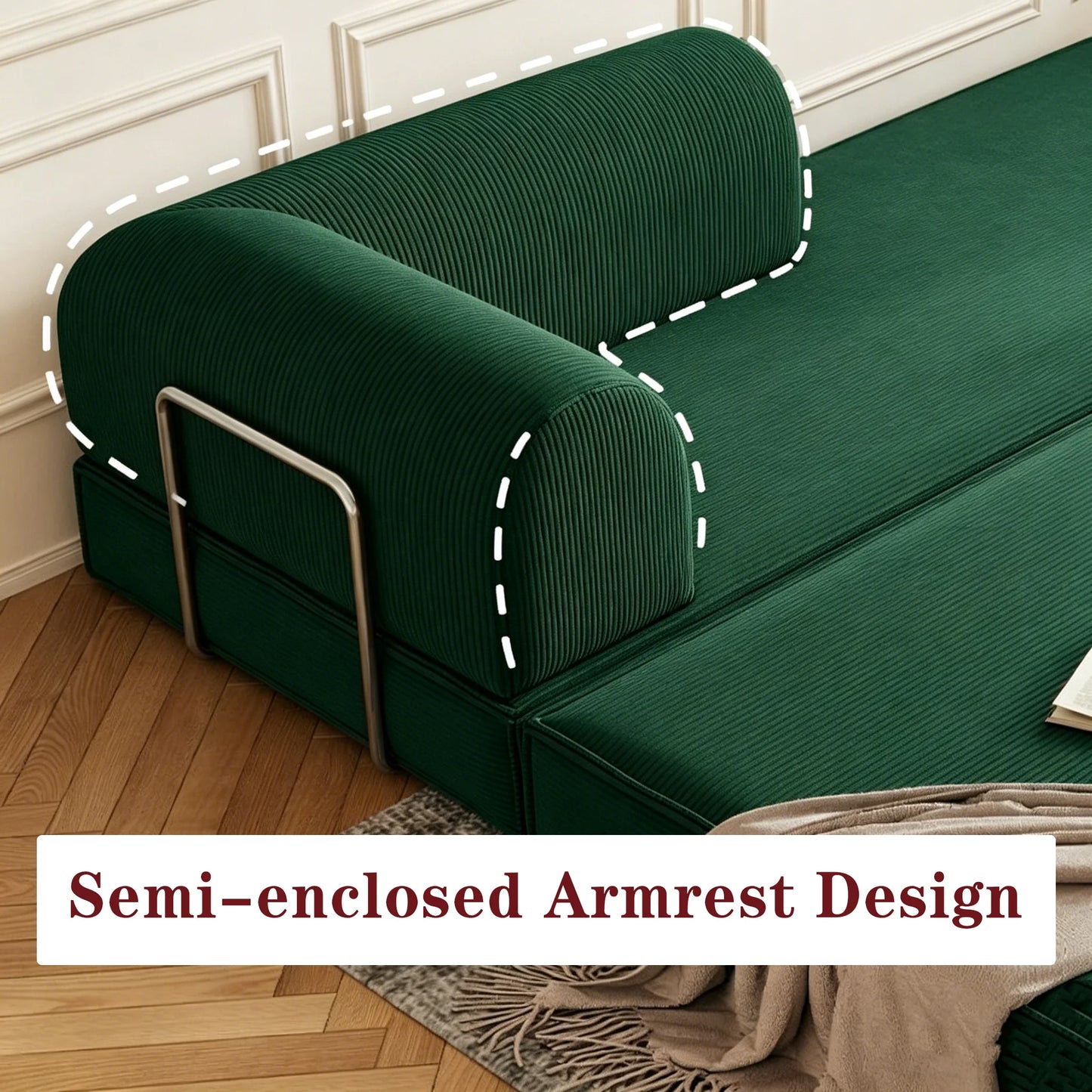 Convertible Modular Sofa Bed With Memory Foam And Stainless Steel Frame