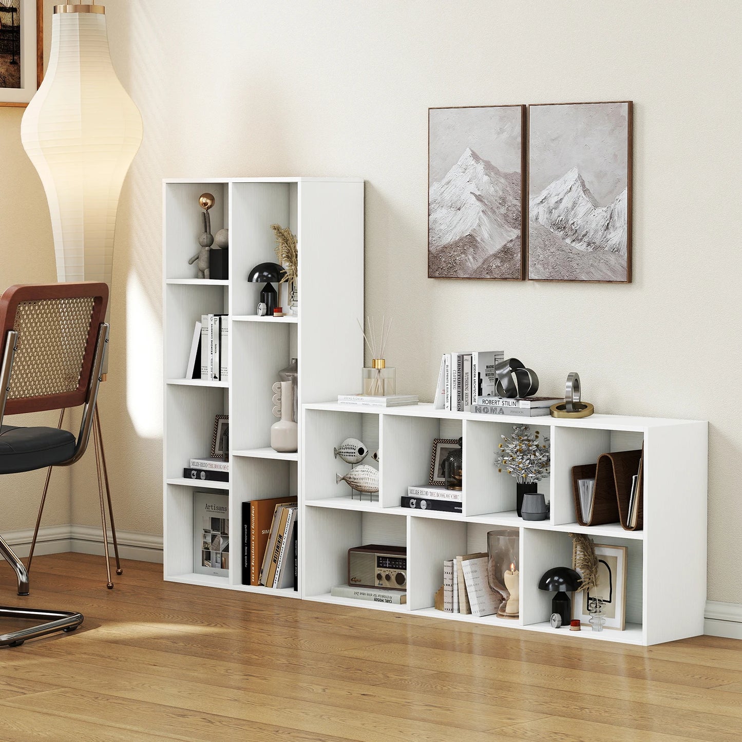 HOMASIS 7 Cube Bookcase Freestanding Wood Storage Shelf