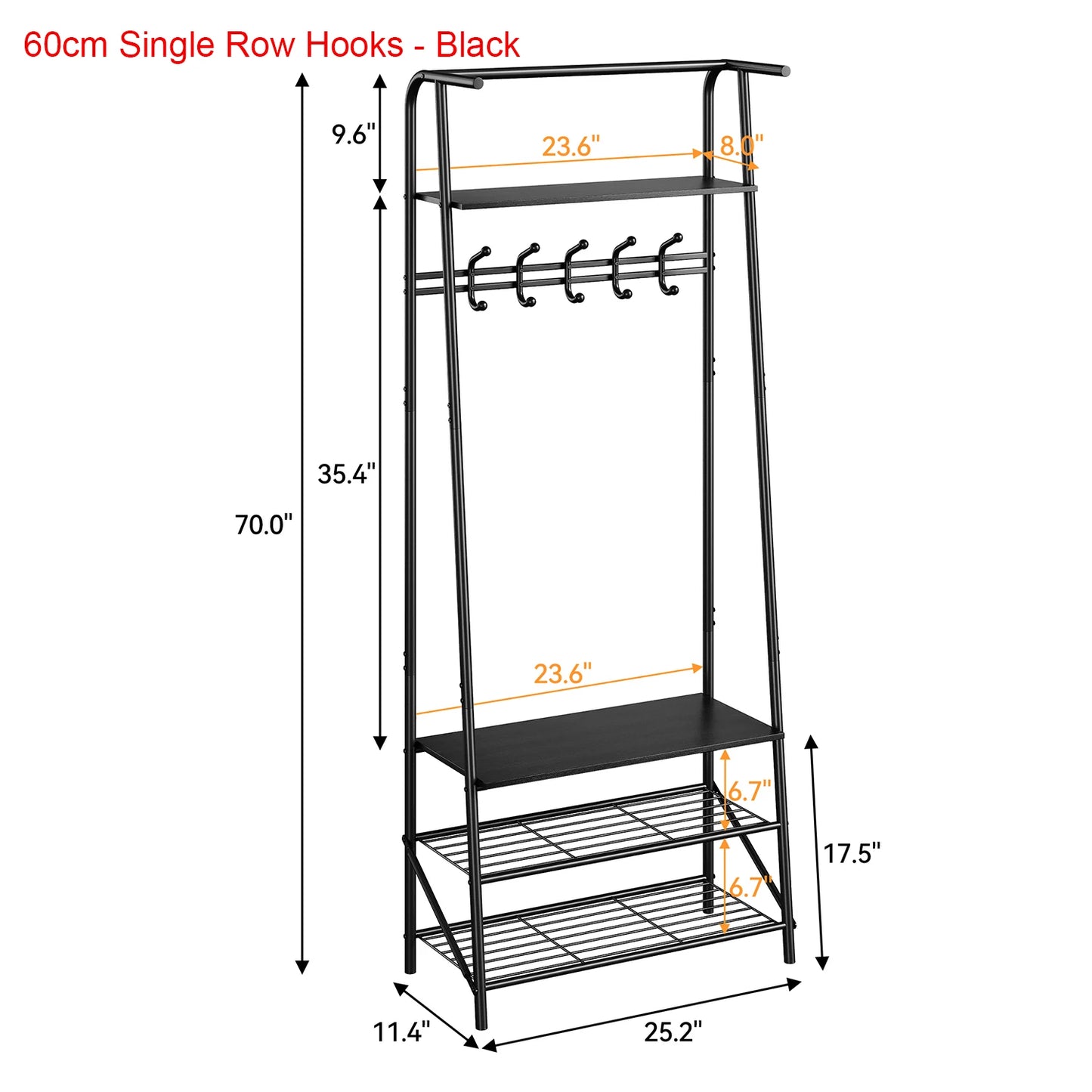 TWISTER.CK Coat Rack Shoe Bench 4 In 1 Hall Tree With Steel Frame