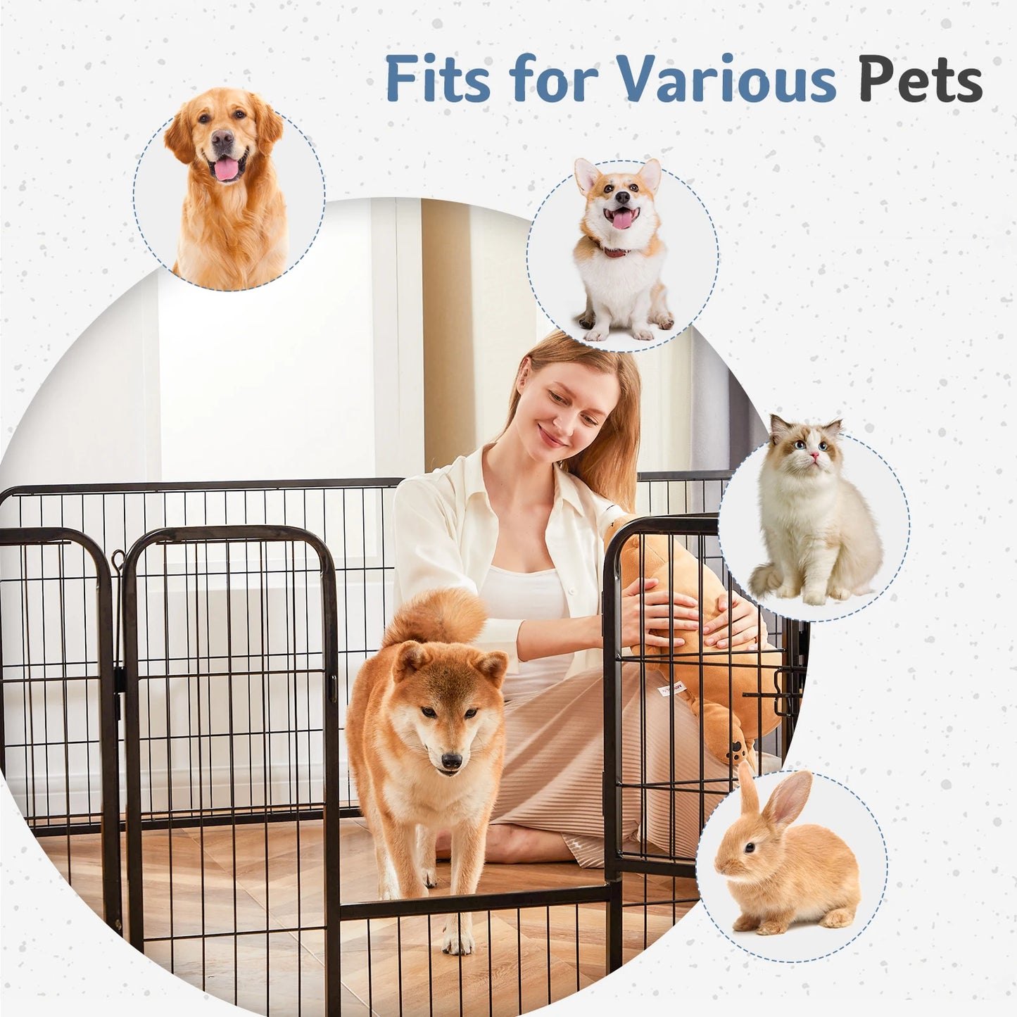 Jhk 16 Panel Metal Dog Playpen Exercise Fence