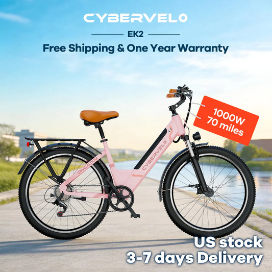 Cybervelo 1000W Peak Electric Bike 80 Mile Range