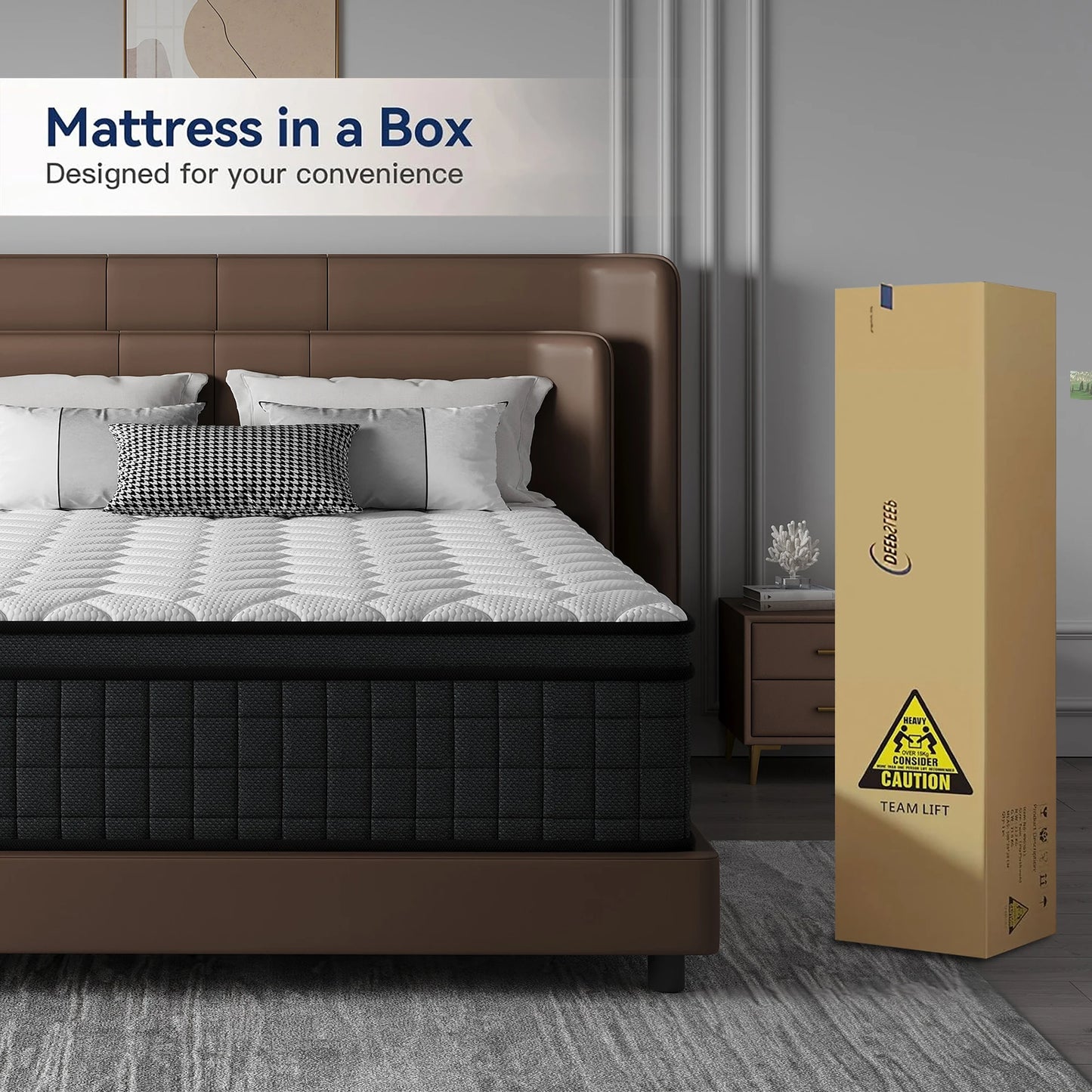 8/10/12/14 Inch Queen Twin Full Size Mattress& King Size Mattress In A Box, Hybrid Mattress with Independent Pocket Spring - Silent And Undisturbing, Memory Foam - High Resilience, Thickened Edge Support, Pressure Release - L