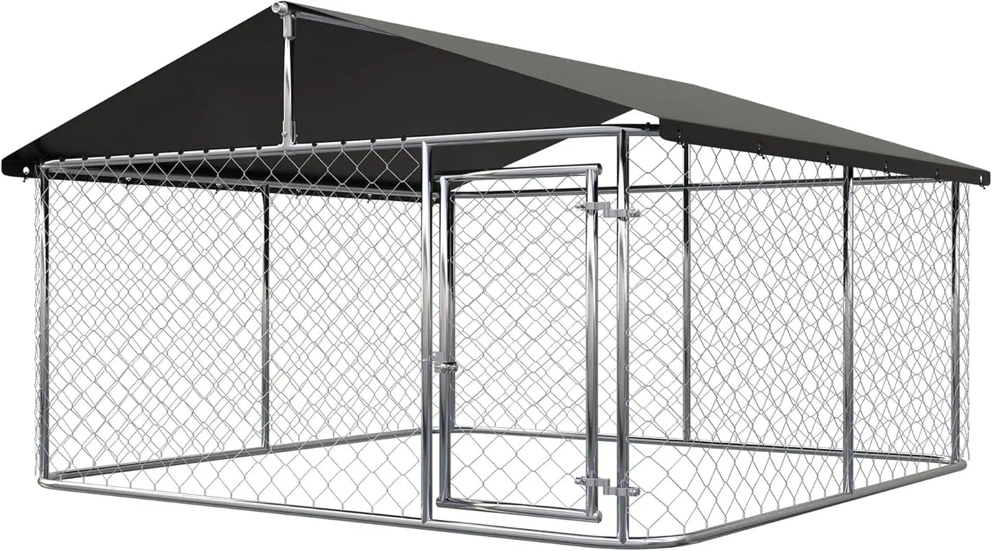 Heavy Duty Outdoor Dog Kennel With Secure Lock Steel Mesh
