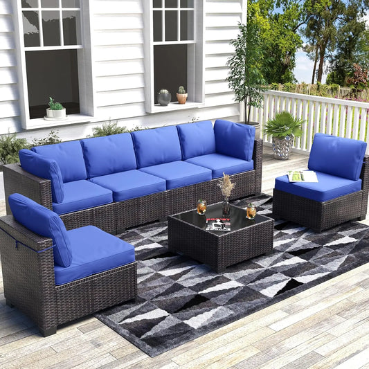 HobbyLane 7 Piece Modular Outdoor Furniture Set PE Rattan Wicker Patio Garden