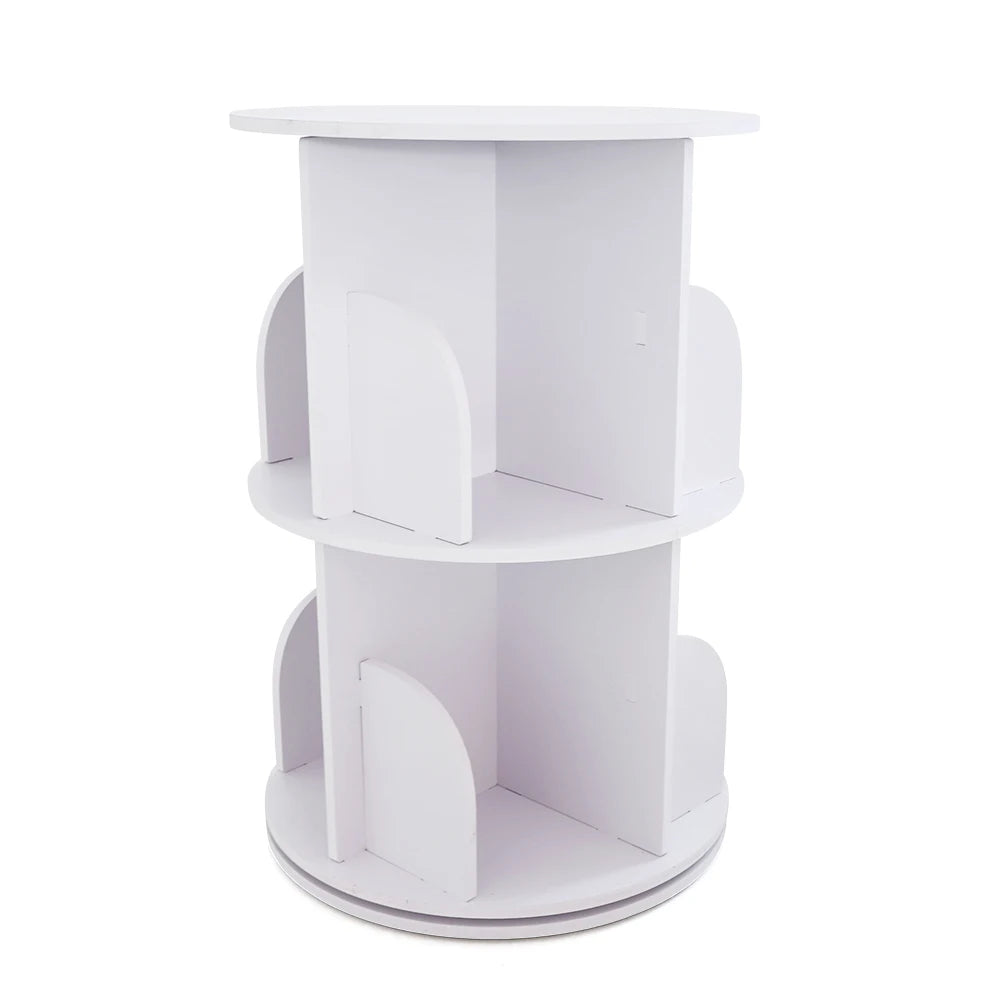 Rotatable Wooden Bookshelf Organizer 360 Degree Display Floor Standing