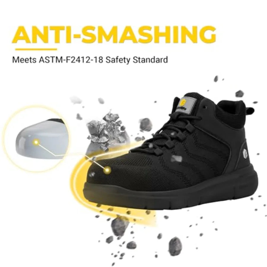 Composite Steel Toe Mid-Calf Safety Boots for Men