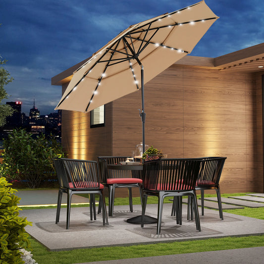 Jhk 3 Tier Outdoor Patio Umbrella With 32 LED Lights And Crank