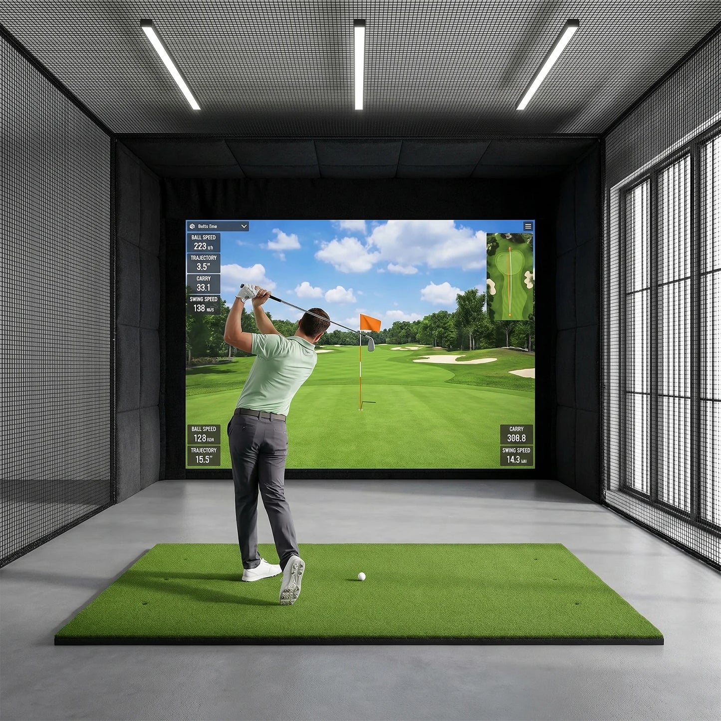 Golf Turf Mat, 5x4ft Training Aid Practice Equipment, Outdoor Indoor Artificial Turf Mat with Balls, Tees, for Backyard Chipping Garage Driving Range Simulators