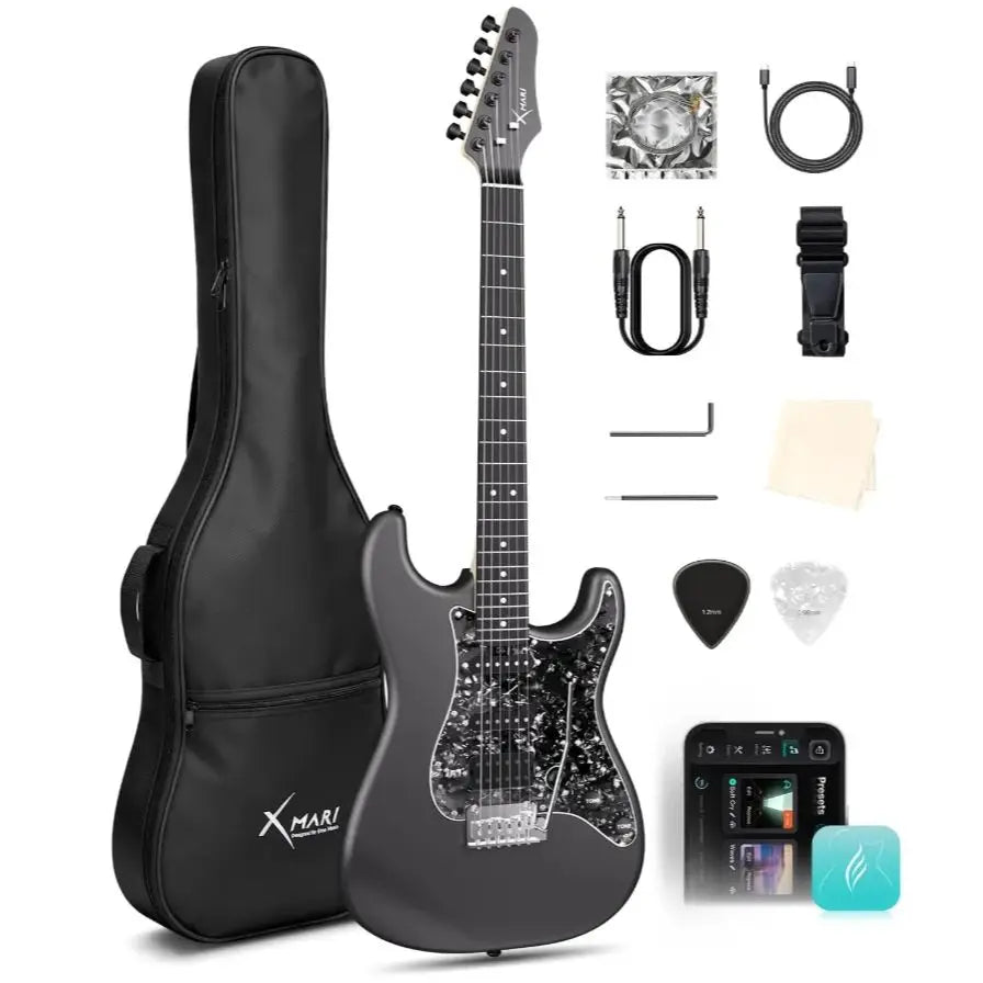 Enya XMARI Smart Electric Guitar: Carbon Fiber Body, Built-in DSP Effects (4 Presets), USB-C OTG Recording, Headphone Output. In