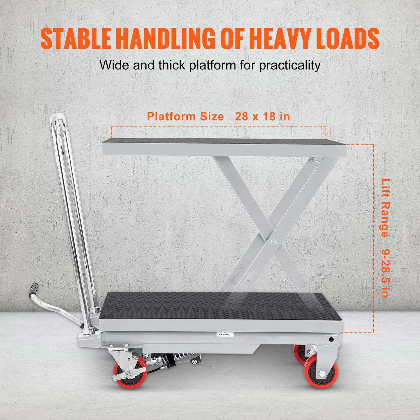 SucceBuy Hydraulic Lift Table Cart With Manual Single Scissor Platform