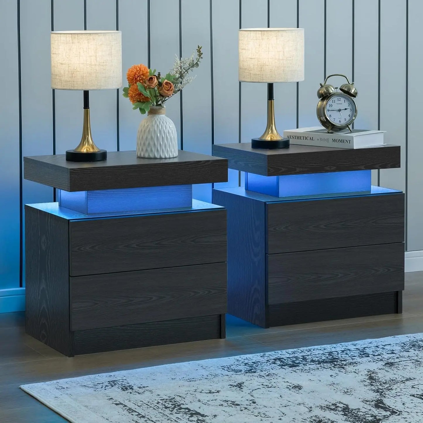 Cubehom Modern Morocco Base LED Nightstand Set Of 2