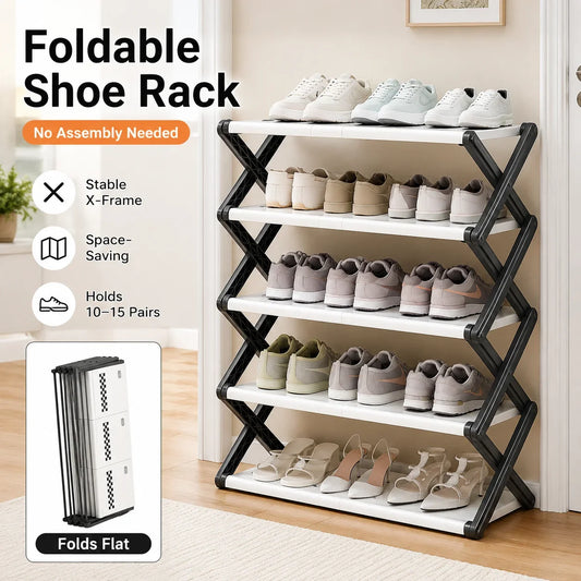 Joybos Foldable Entryway Shoe Rack With Stable X-Frame