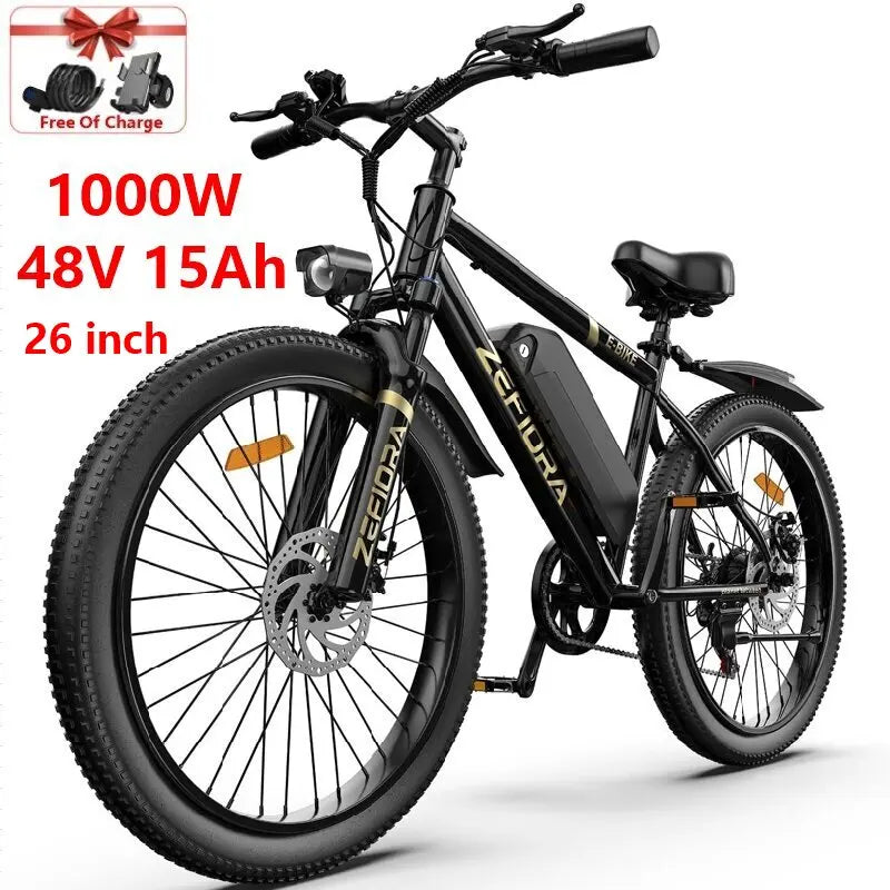 ZEFIORA 1000W Thick Tire Electric Bike Aluminum Alloy