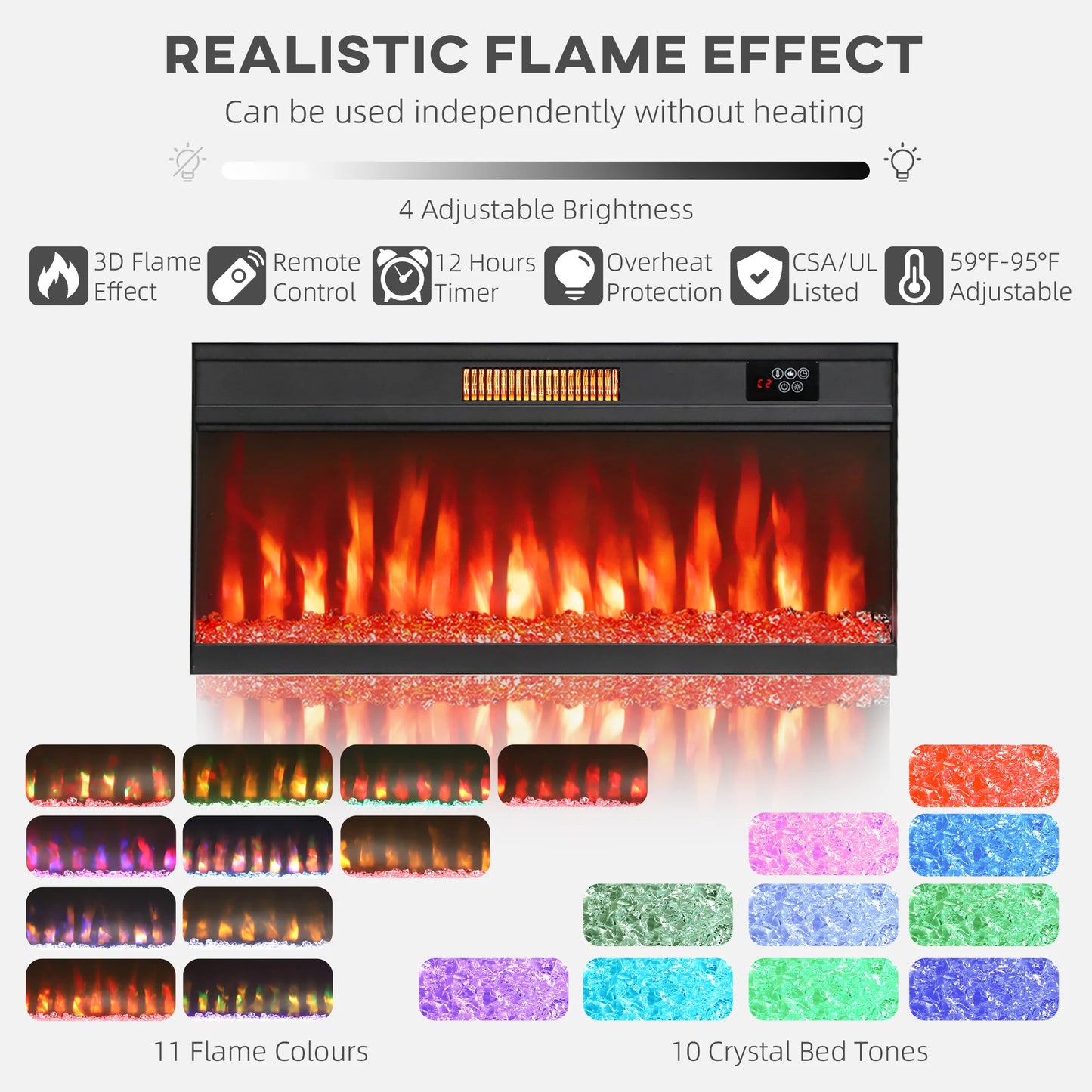 HOMCOM Modern Entertainment Center With Electric Fireplace