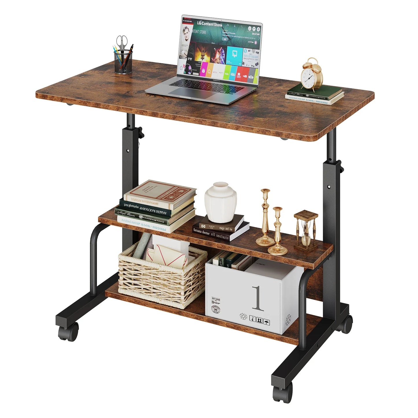 Jhk 31 Inch Adjustable Mobile Standing Computer Desk