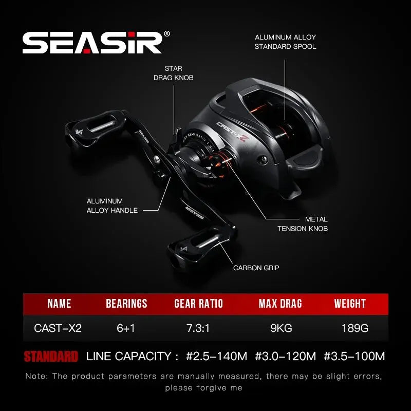 SeaSir Cast X2 Baitcasting Reel 7.3:1 Hybrid Ceramic Bearings