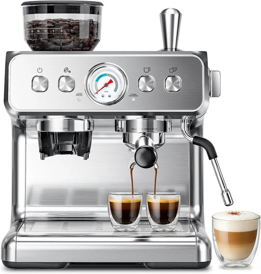 XMSJ 20 Bar Espresso Machine With Grinder And Milk Frother