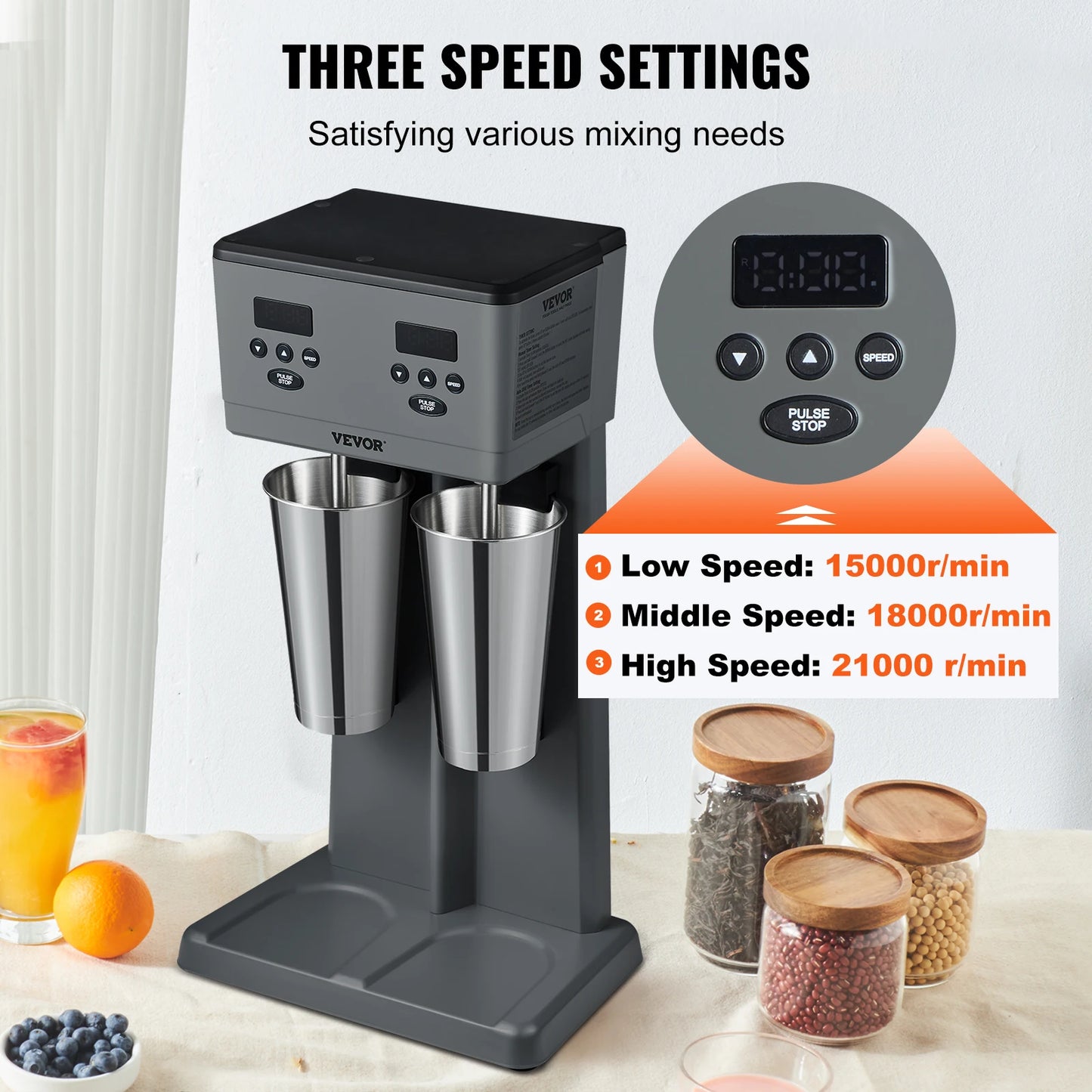 VEVOR Double Head Milkshake Machine 375W Commercial Blender