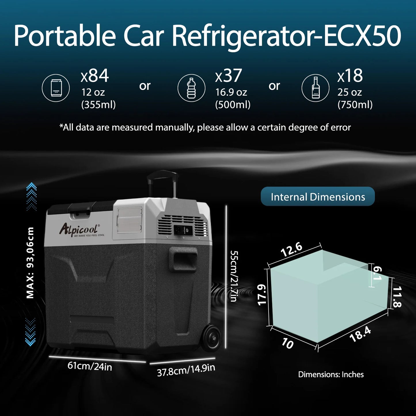 Alpicool EC50 Portable Car Fridge Freezer 50 Quart